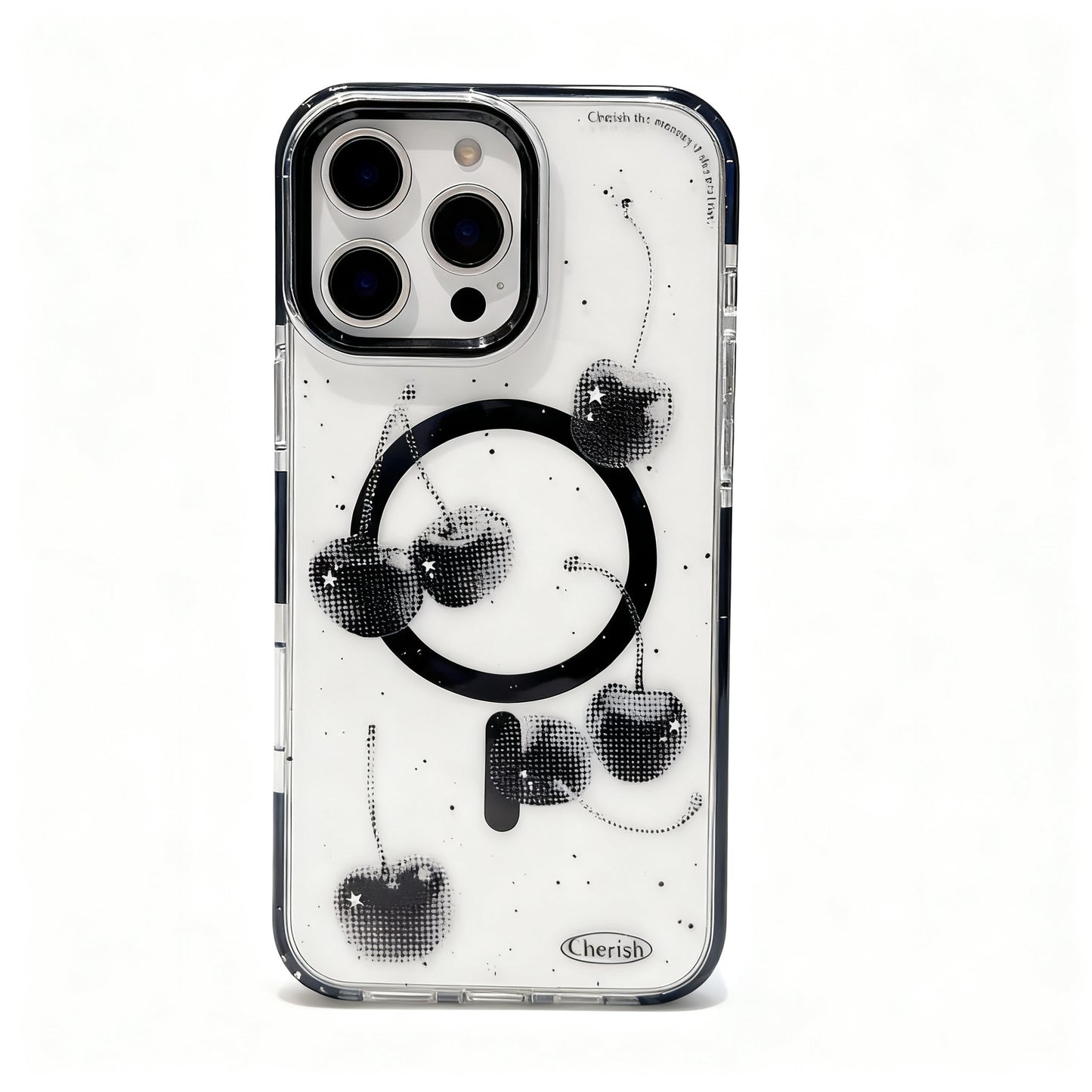 Black Cherry Transparent Magnetic Phone Case for iPhone