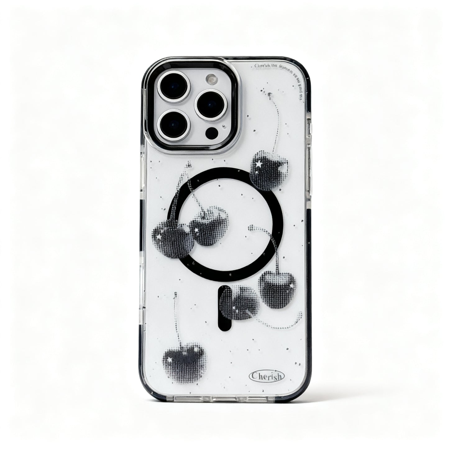 Black Cherry Transparent Magnetic Phone Case for iPhone