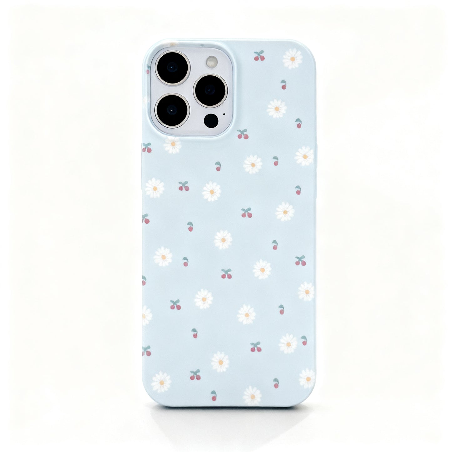 Korean Style Pink Cherry Floral Matte Phone Case for iPhone