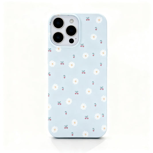 Korean Style Pink Cherry Floral Matte Phone Case for iPhone