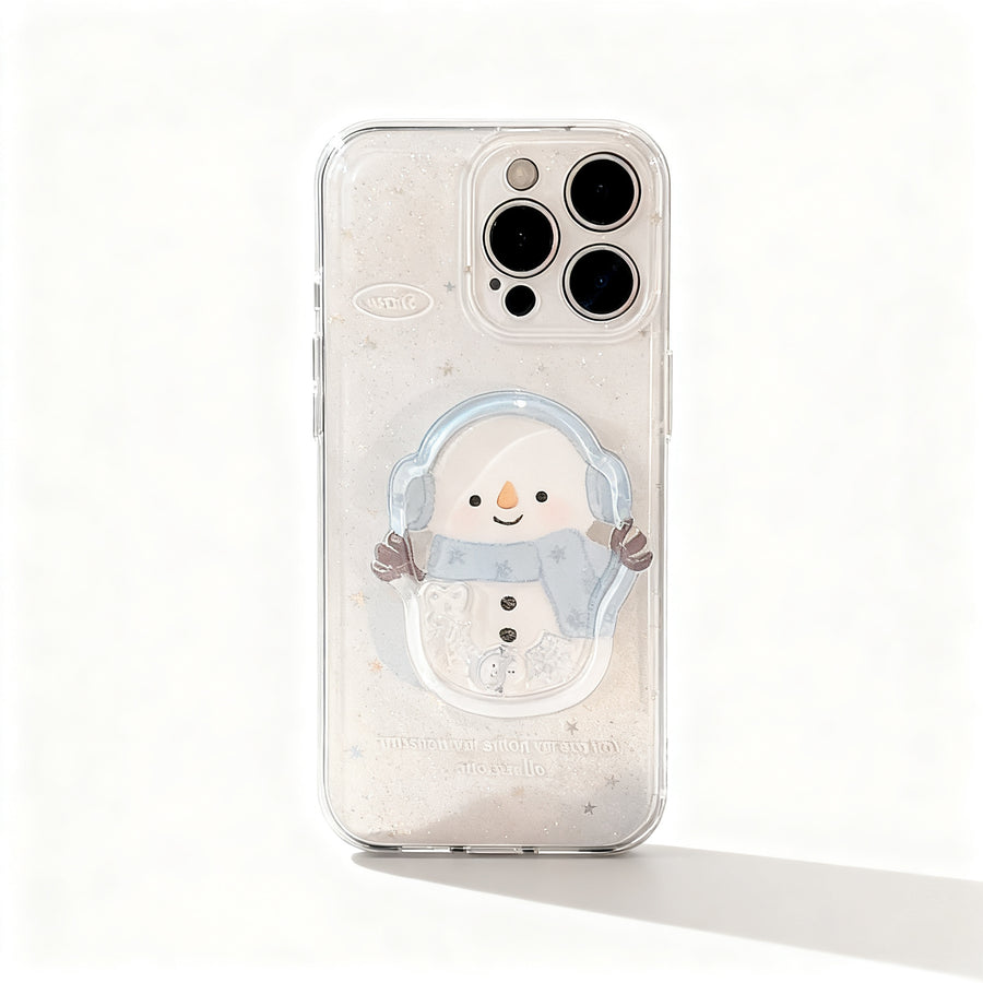Winter Snowman Glitter Stand Phone Case for iPhone