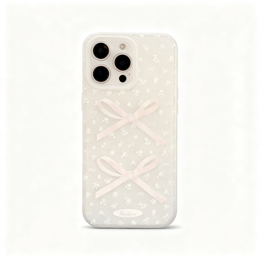 White Floral Bow Soft Phone Case for iPhone