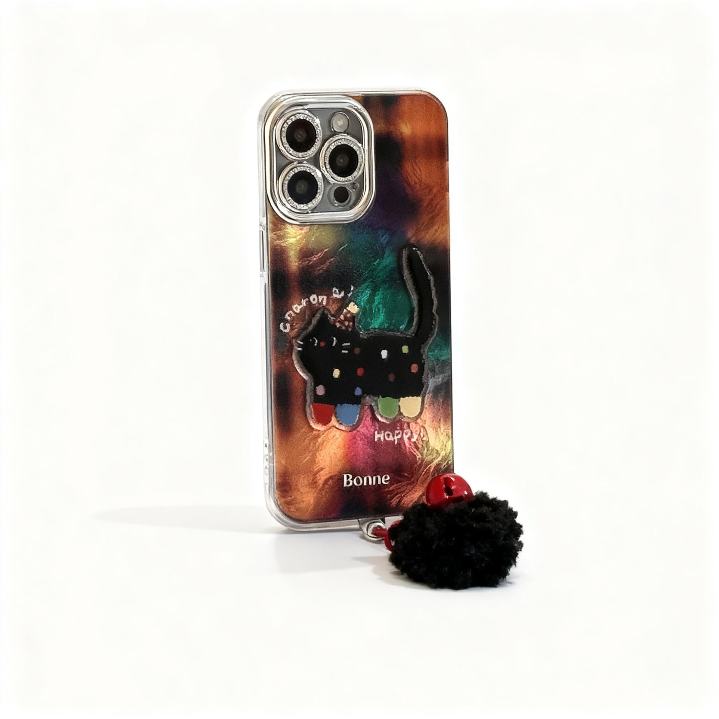 Black Cat 3D Polka Dot Soft Phone Case for iPhone