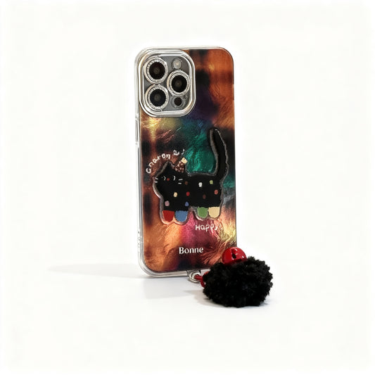 Black Cat 3D Polka Dot Soft Phone Case for iPhone