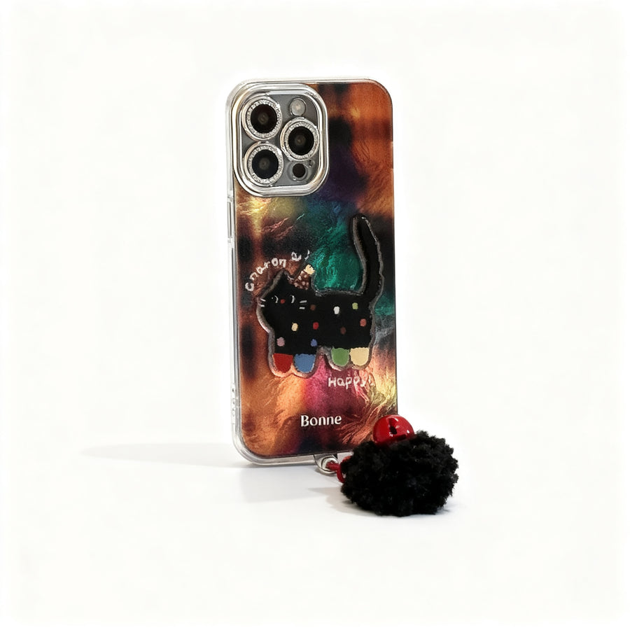 Black Cat 3D Polka Dot Soft Phone Case for iPhone