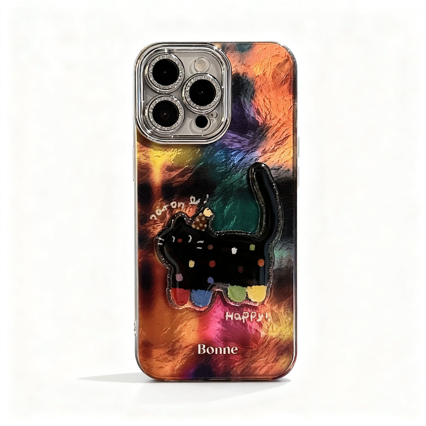 Black Cat 3D Polka Dot Soft Phone Case for iPhone