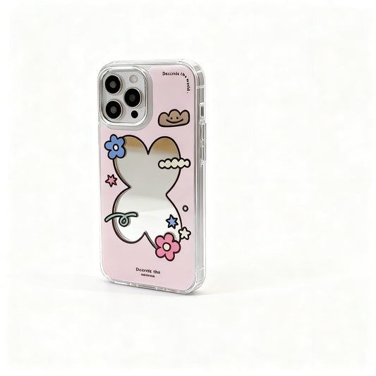 Pink Floral Geometric Glossy Phone Case for iPhone
