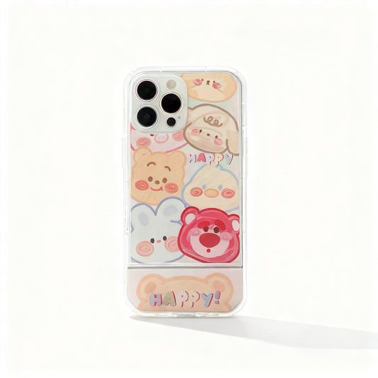 Cute Animal Doodle Stand Phone Case for iPhone