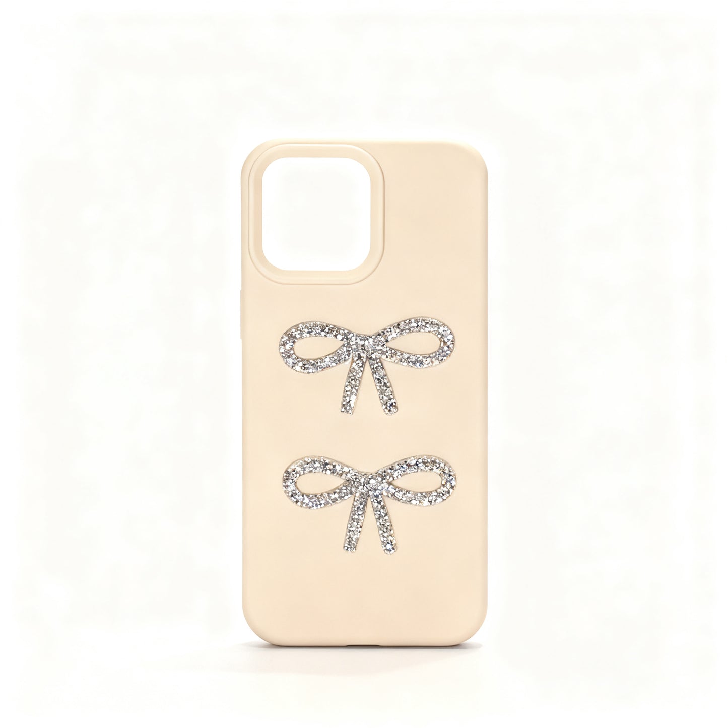Pink Bow Rhinestone Soft Phone Case for iPhone