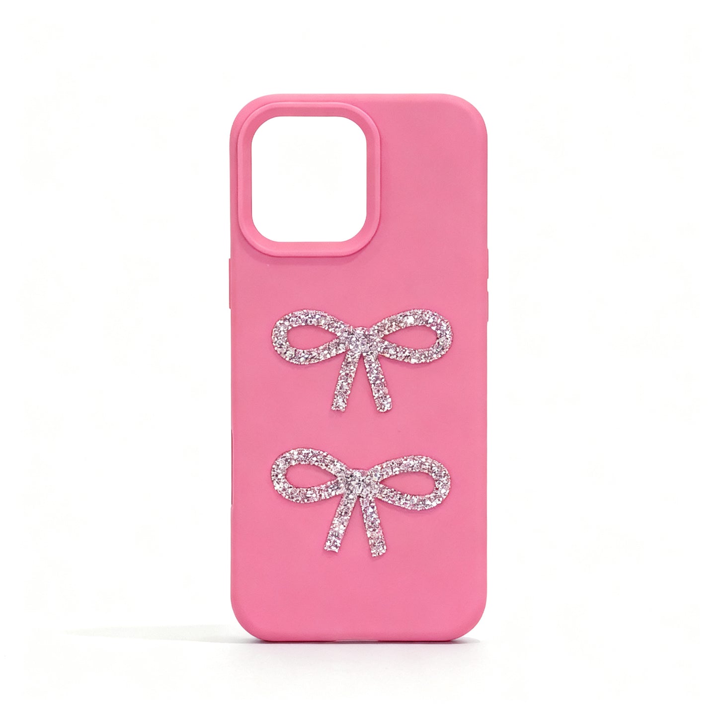 Pink Bow Rhinestone Soft Phone Case for iPhone