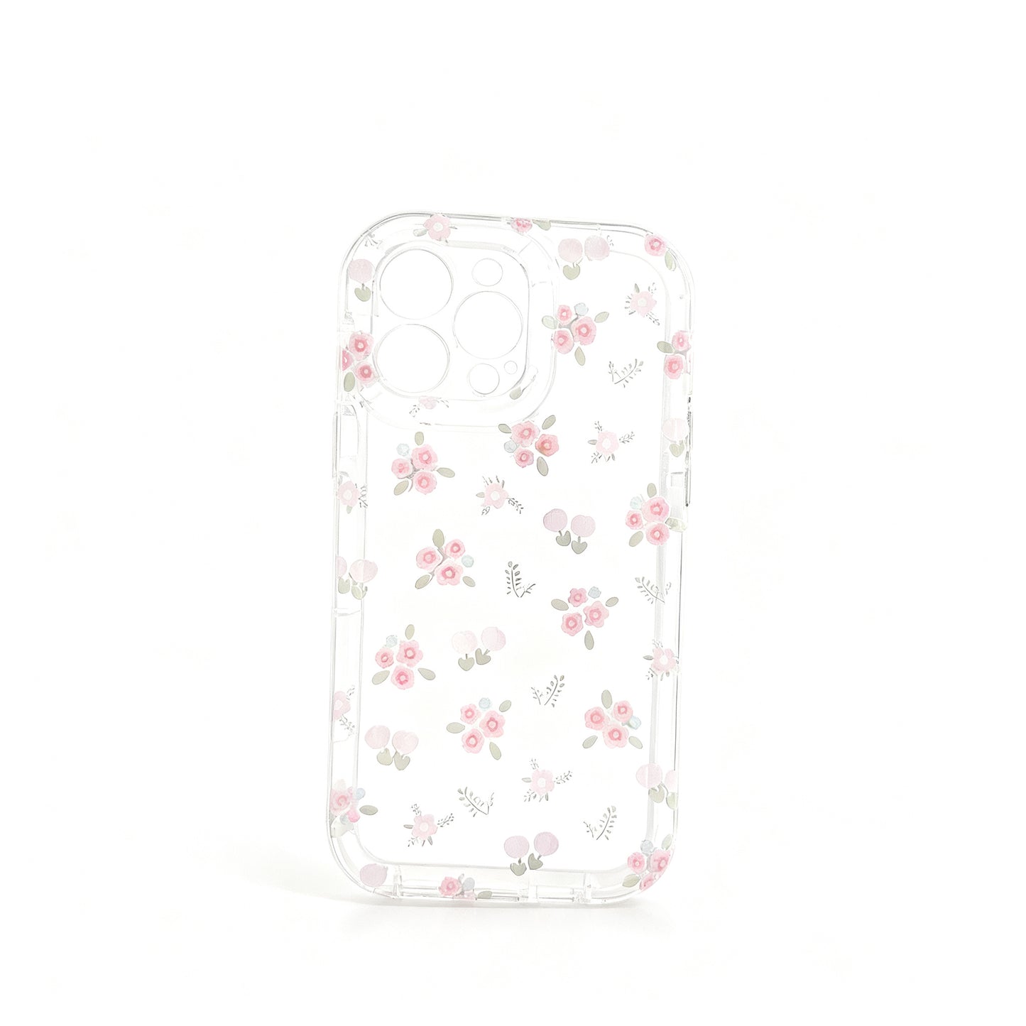 Pink Floral Clear Stand Phone Case for iPhone