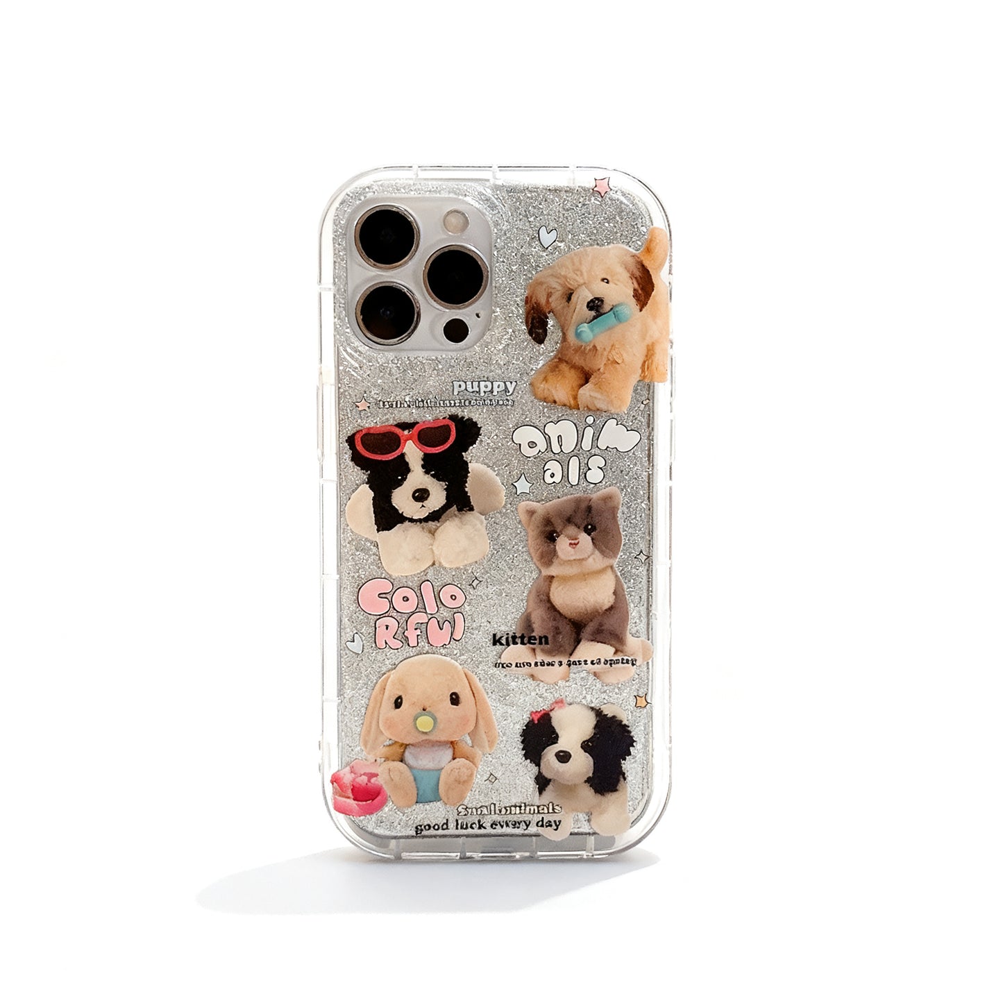 Pink Cat Glitter Shockproof Phone Case for iPhone