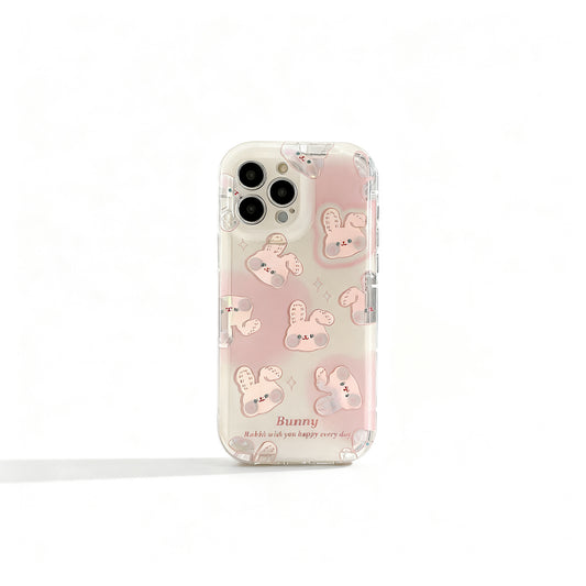 Pink Rabbit Transparent Phone Case with Glitter for iPhone