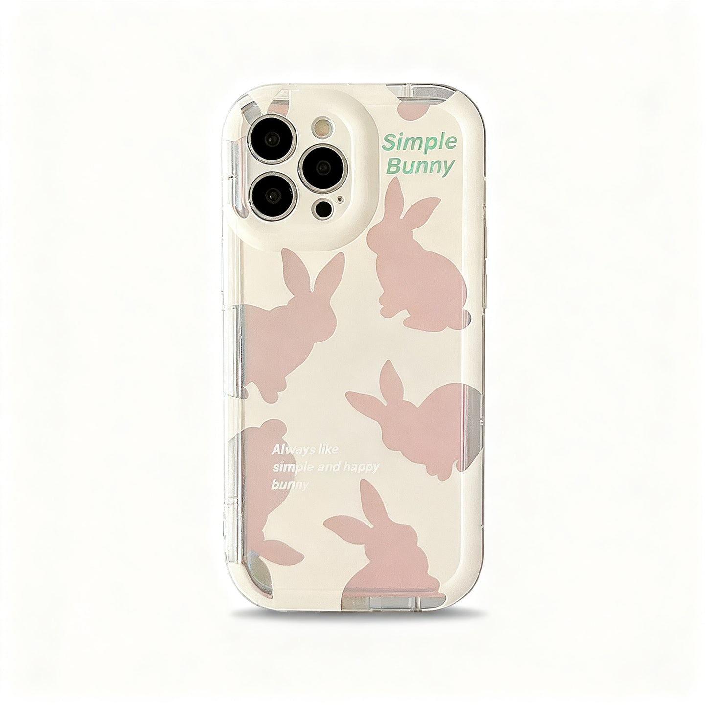 Pink Rabbit Transparent Phone Case with Glitter for iPhone