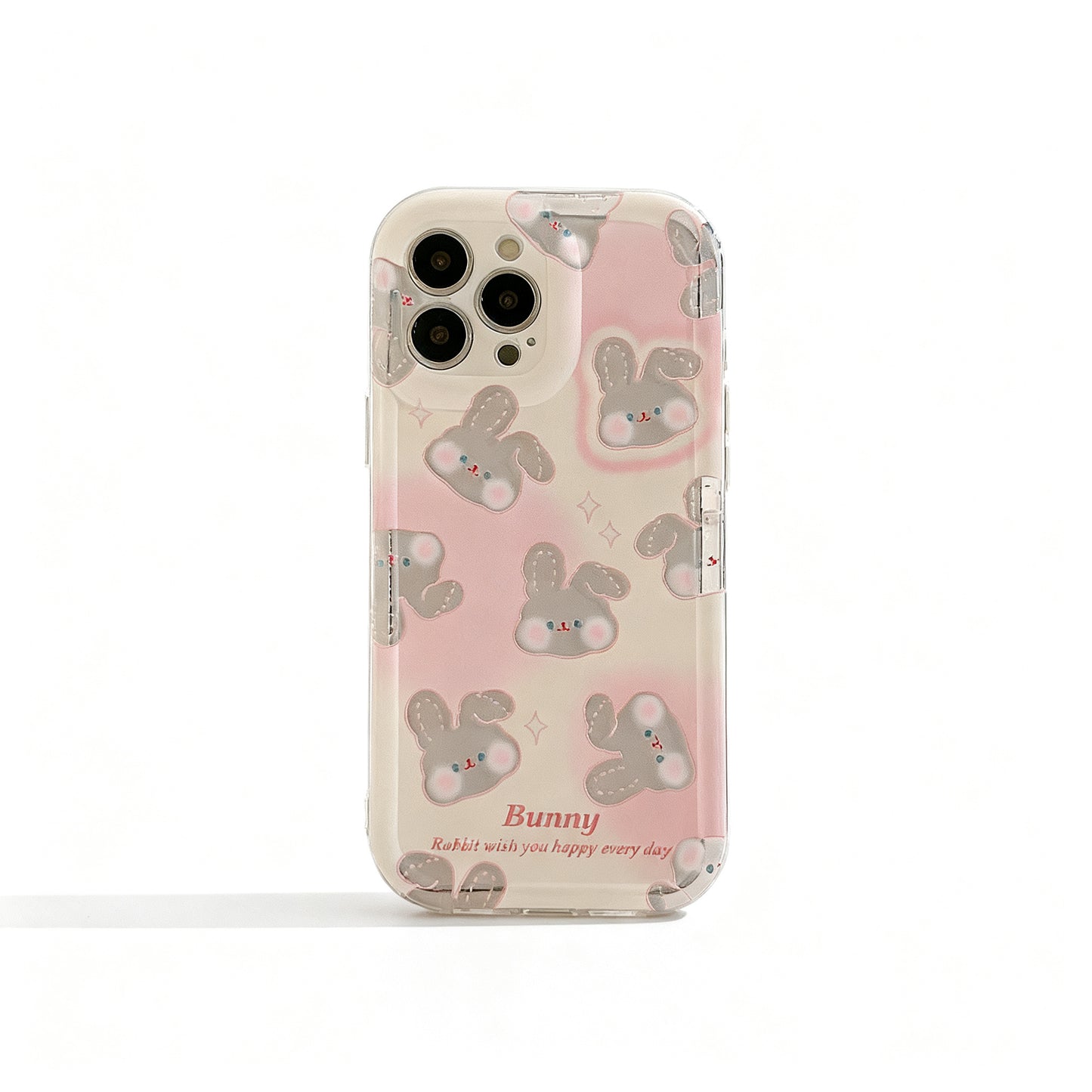Pink Rabbit Transparent Phone Case with Glitter for iPhone