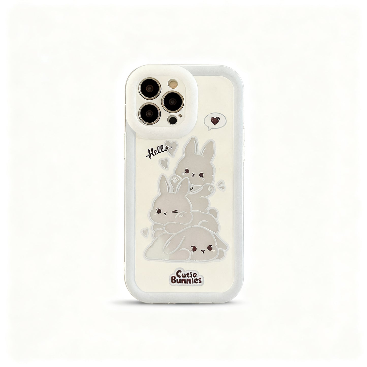 Pink Rabbit Transparent Phone Case with Glitter for iPhone
