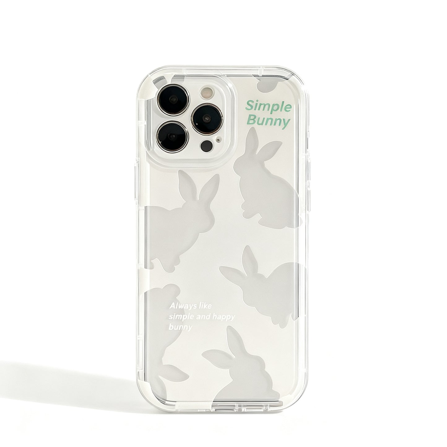 Pink Rabbit Transparent Phone Case with Glitter for iPhone
