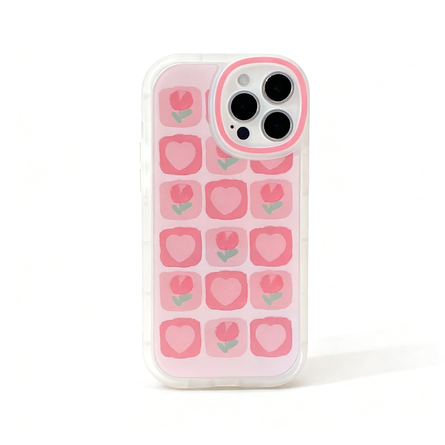 Pink Tulip Floral Matte Phone Case with Stand for iPhone