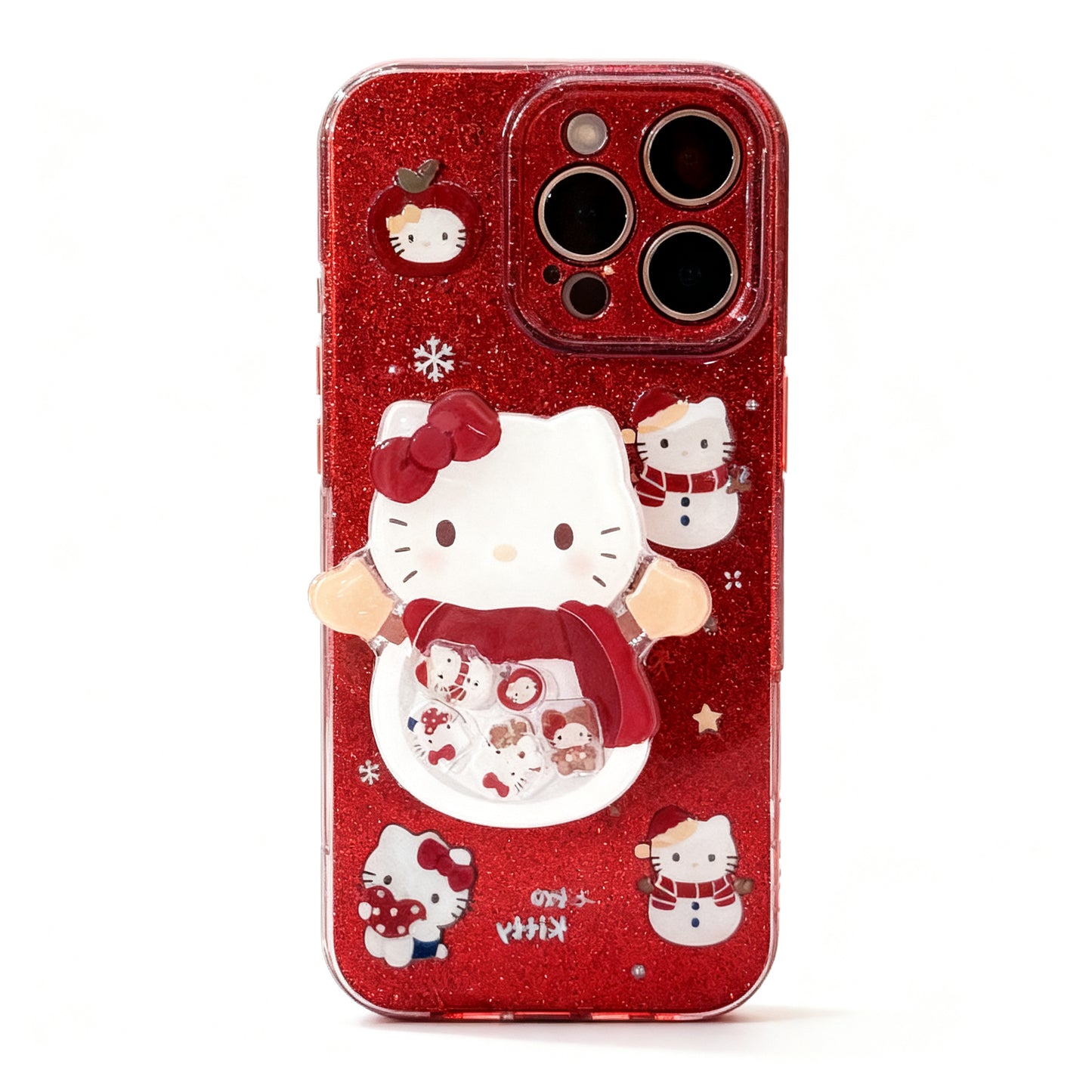 Red Cat Glitter Stand Phone Case for iPhone