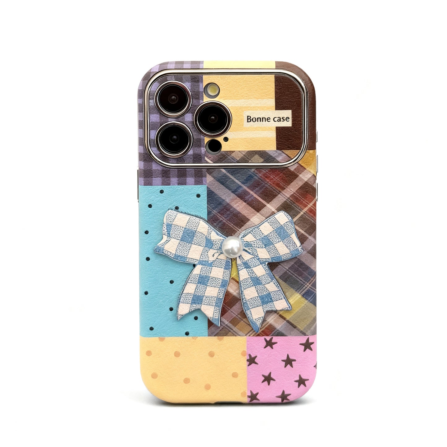 Colorful Plaid Butterfly Bow Phone Case for iPhone