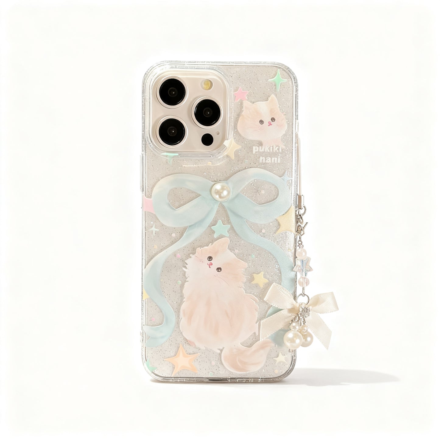 Pink Glitter Cat Bow Soft Phone Case for iPhone