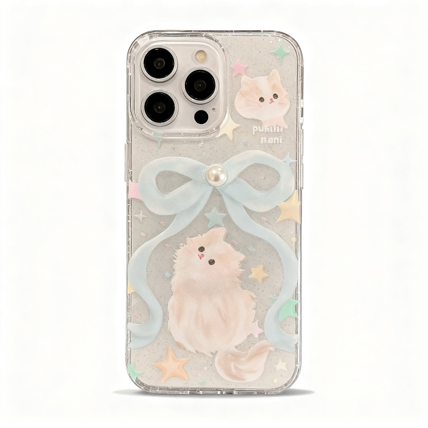 Pink Glitter Cat Bow Soft Phone Case for iPhone