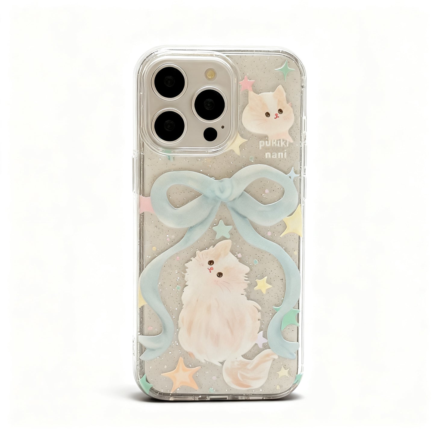 Pink Glitter Cat Bow Soft Phone Case for iPhone