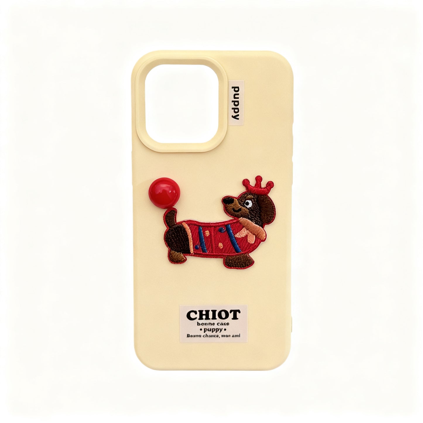 Cute 3D Sausage Dog Embroidered Soft Phone Case for iPhone