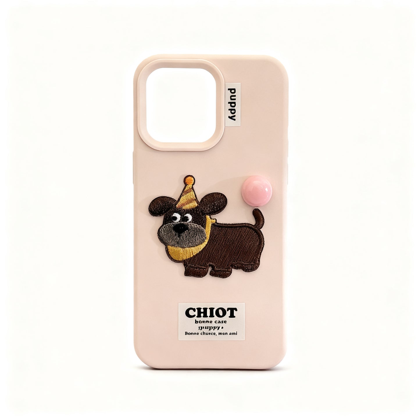 Cute 3D Sausage Dog Embroidered Soft Phone Case for iPhone