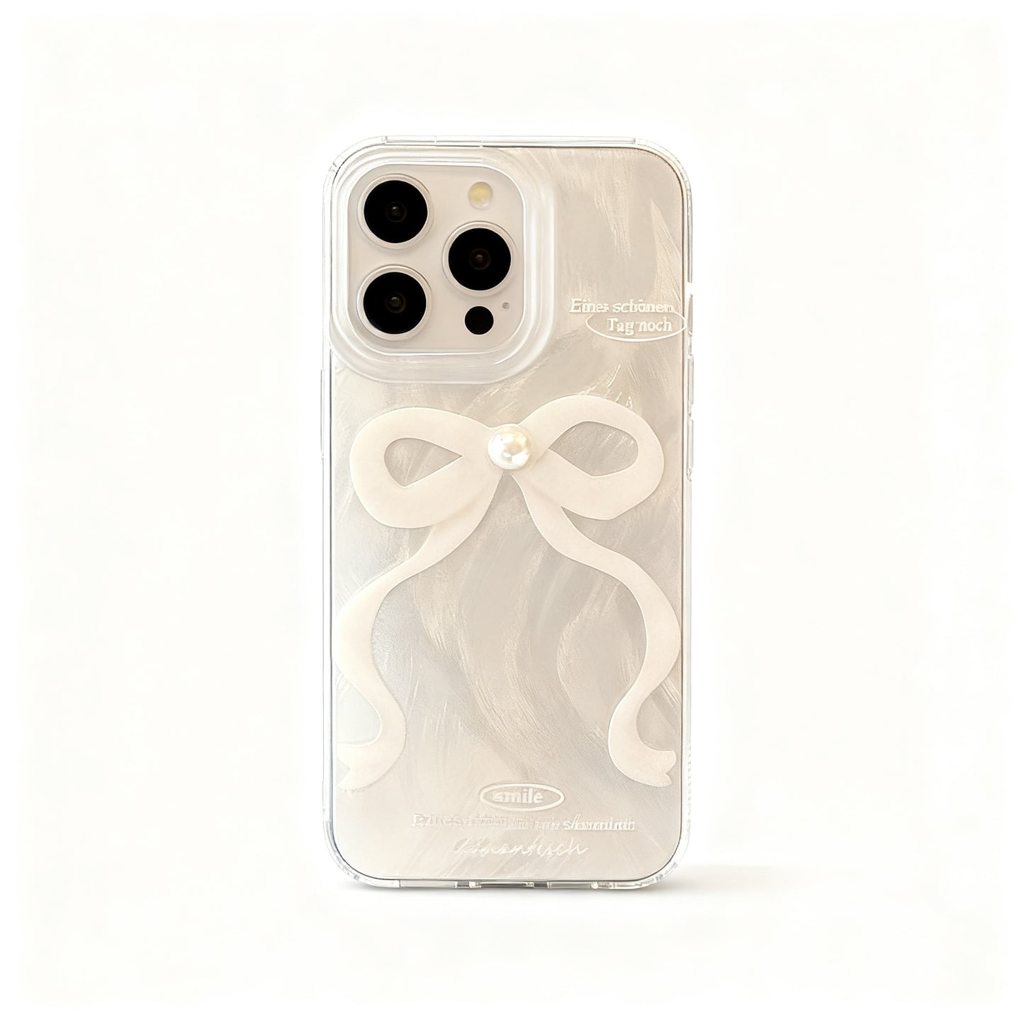 Iridescent White Pearl Butterfly Shockproof Phone Case for iPhone