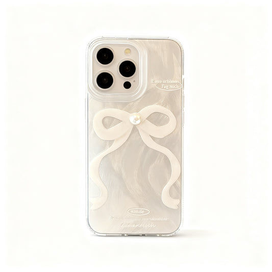 Iridescent White Pearl Butterfly Shockproof Phone Case for iPhone