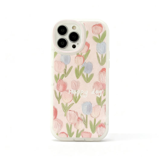 Pink Tulip Soft Silicone Phone Case for iPhone