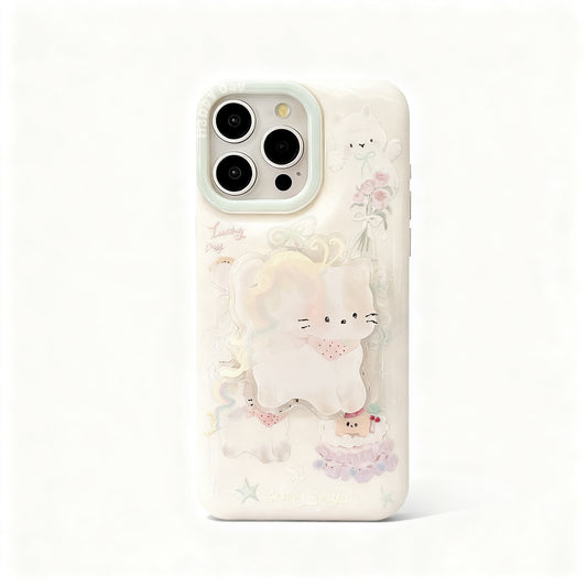 Mint Green Cat Stand Phone Case for iPhone