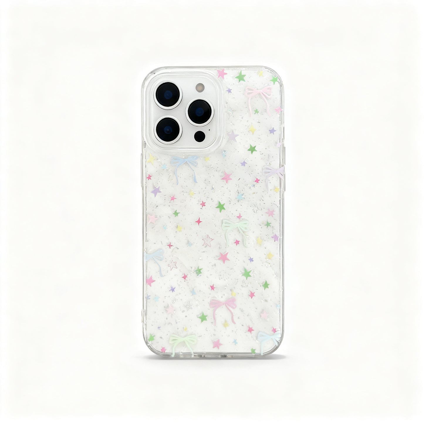 Pink Star Glitter Butterfly Phone Case for iPhone
