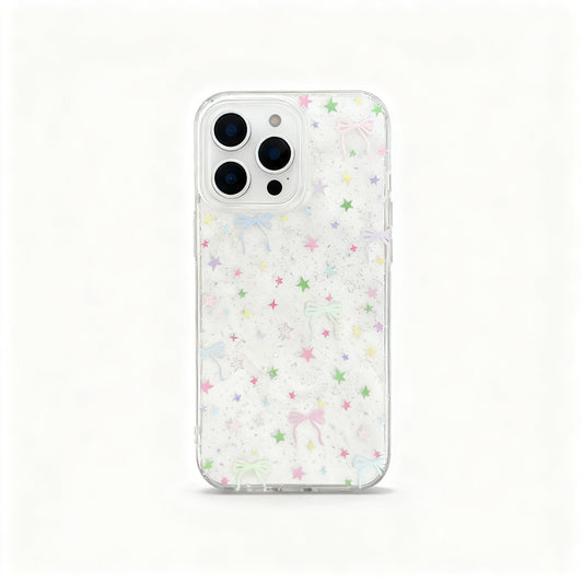 Pink Star Glitter Butterfly Phone Case for iPhone