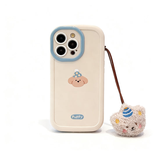 Cute Korean Style Dog Plush Phone Case for iPhone