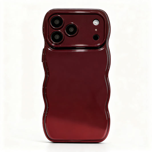 Vintage Burgundy Wave Edge Soft Phone Case for iPhone
