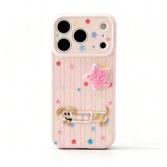 Colorful Plush Star Cat Dog Soft Phone Case for iPhone