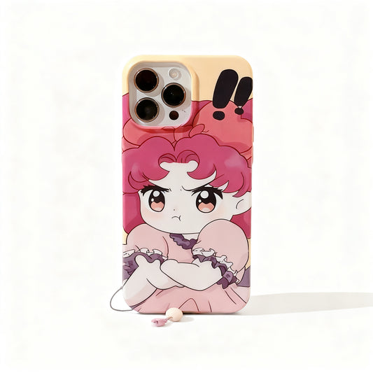 Cute Pink Cartoon Girl Soft Phone Case for iPhone