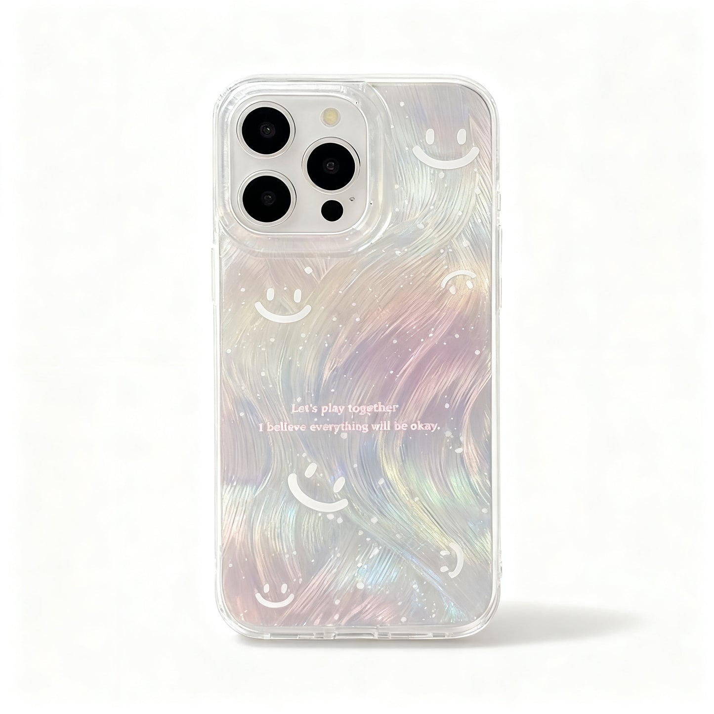 Cute Pink Smiley Gradient Shockproof Phone Case for iPhone