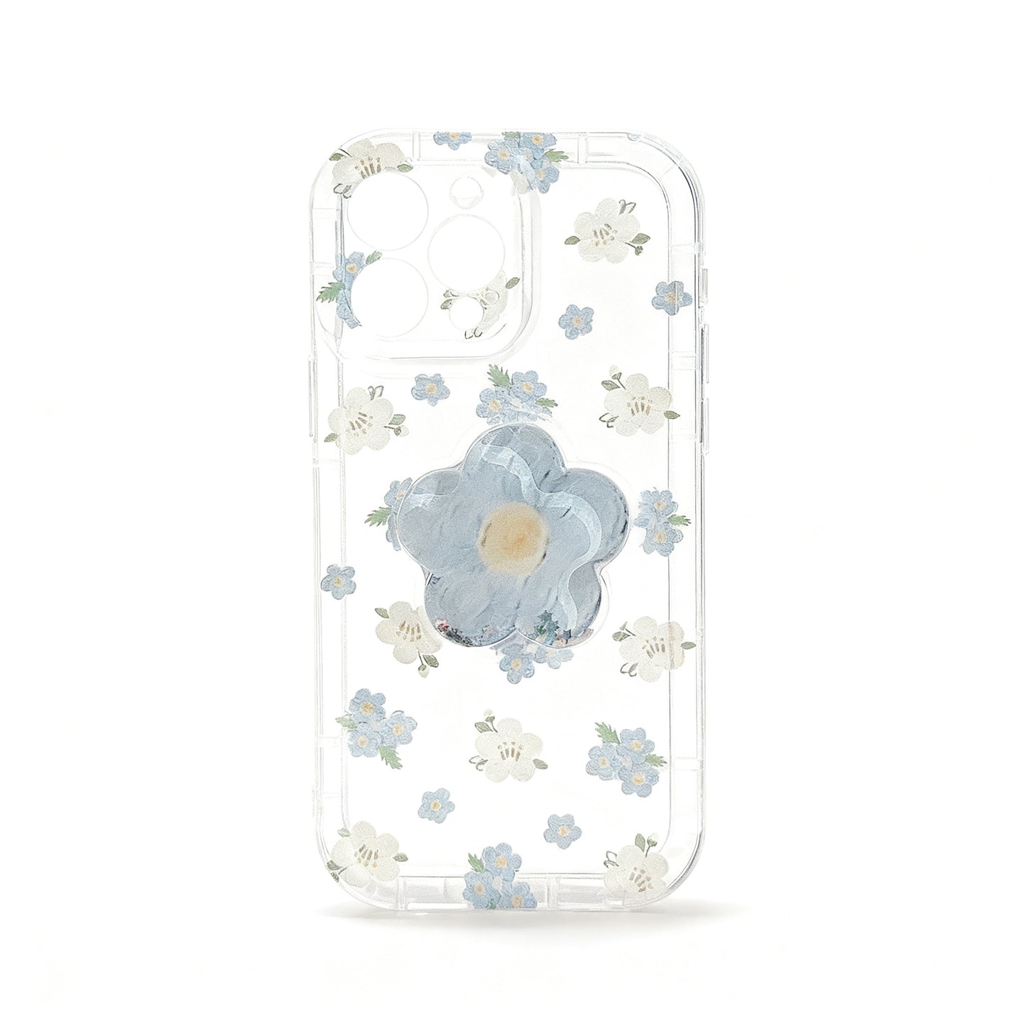 Pink Floral Clear Stand Phone Case for iPhone