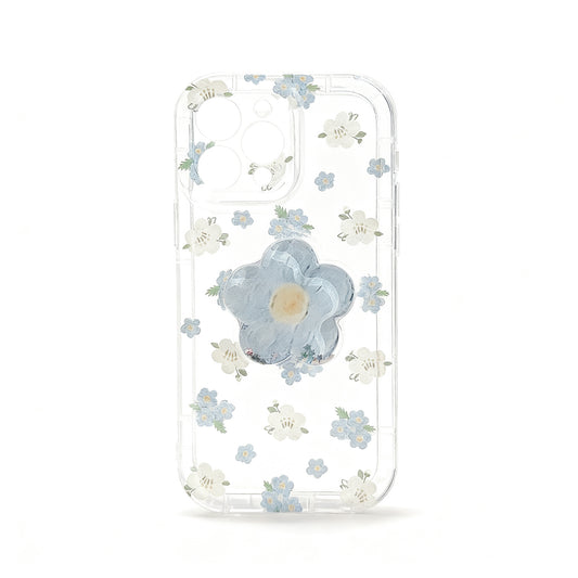 Pink Floral Clear Stand Phone Case for iPhone