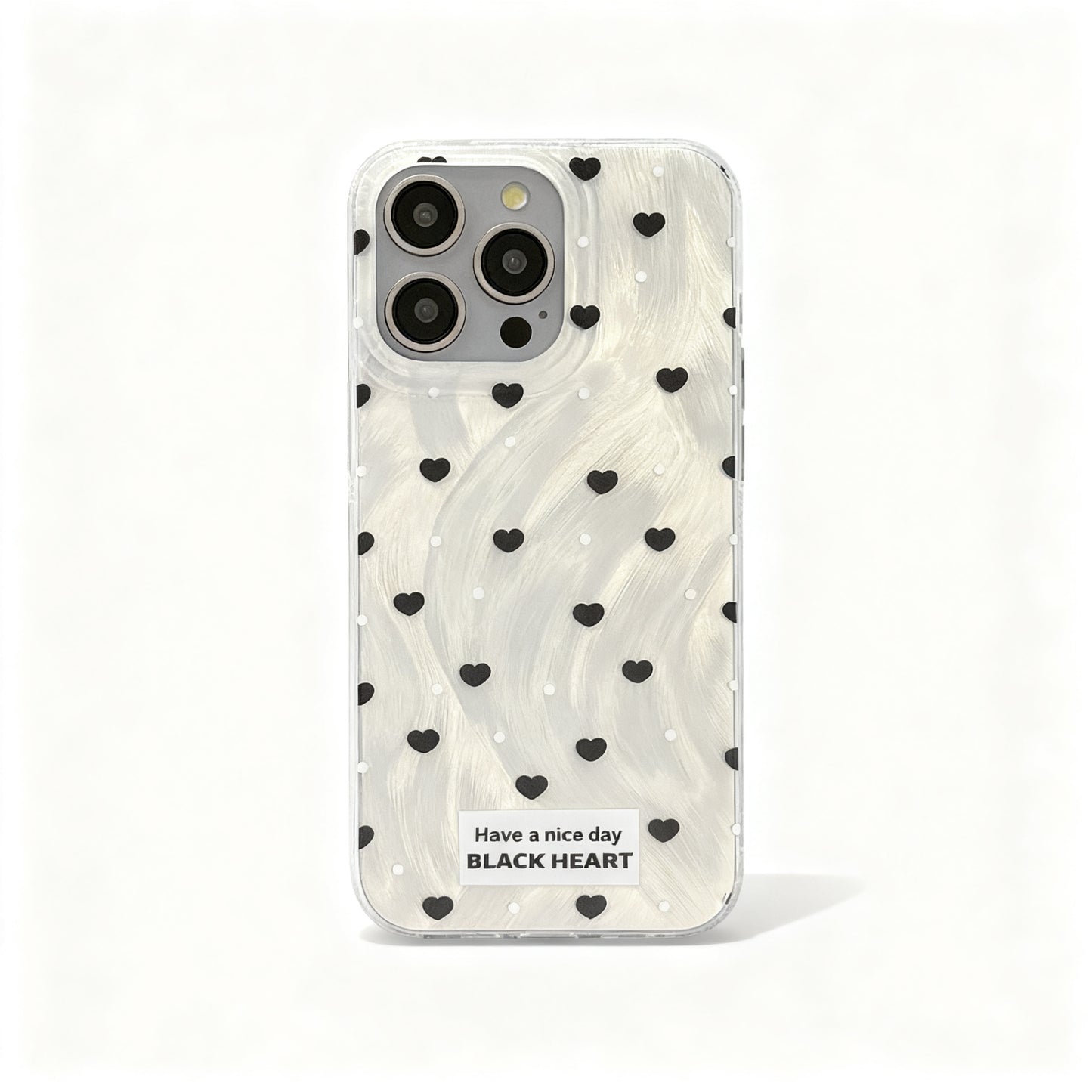 Korean Style Black Heart Stand Phone Case for iPhone
