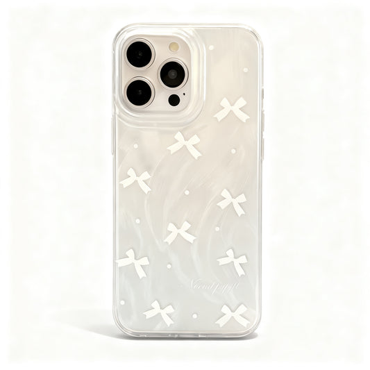 Korean Style Blue and White Bow Phone Case for iPhone