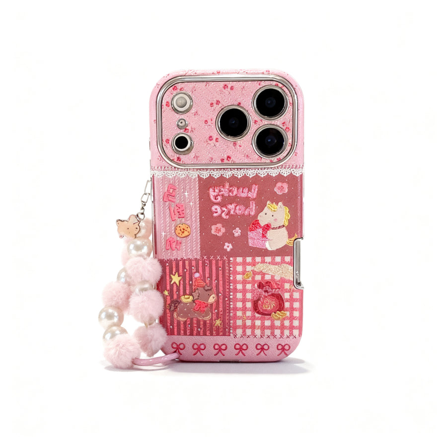Pink Gold Unicorn Charm Phone Case for iPhone