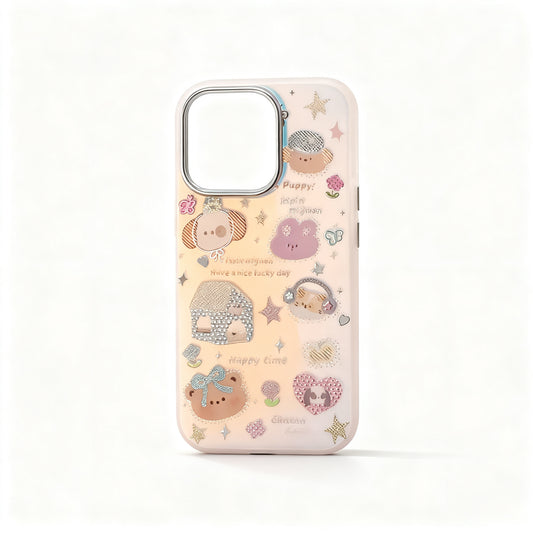 Laser Pink Cartoon Shockproof Phone Case for iPhone