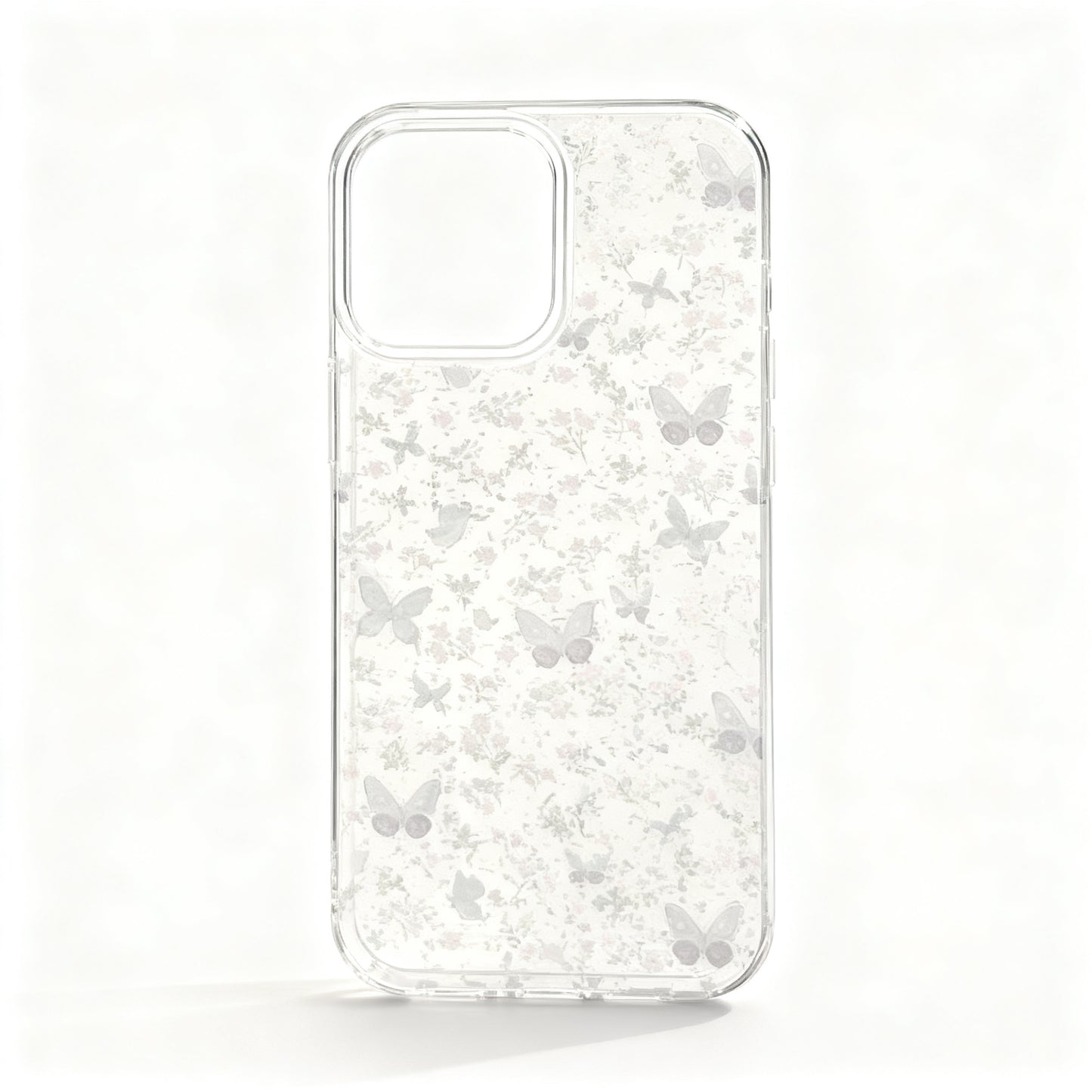 Purple Butterfly Floral Transparent Phone Case for iPhone