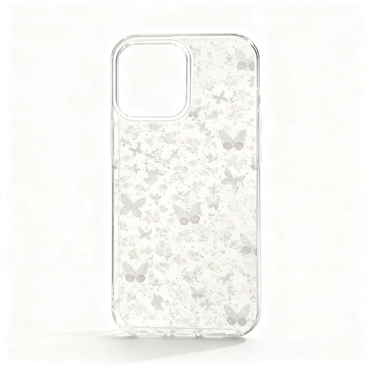 Purple Butterfly Floral Transparent Phone Case for iPhone