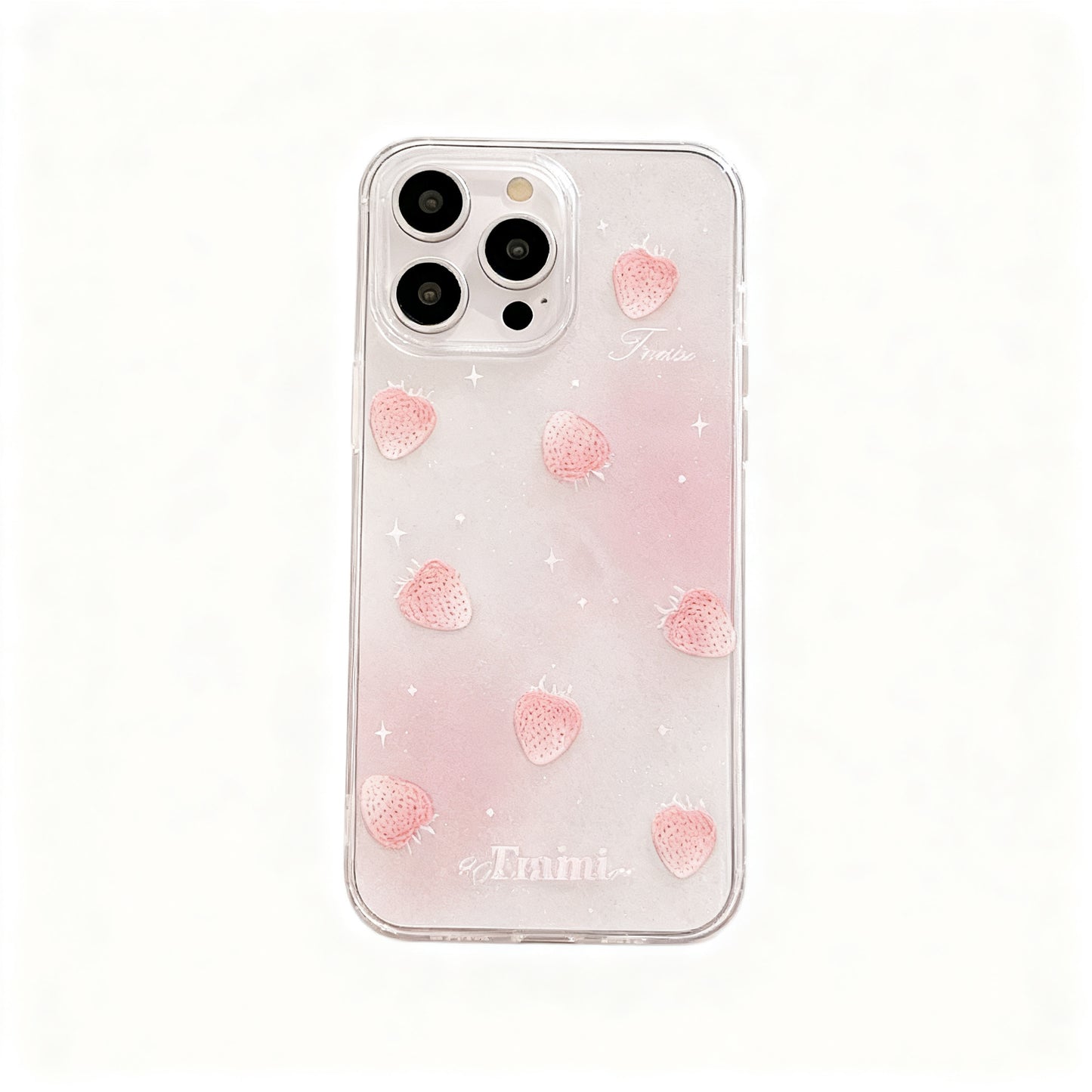 Pink Cream Strawberry Print Soft Phone Case for iPhone