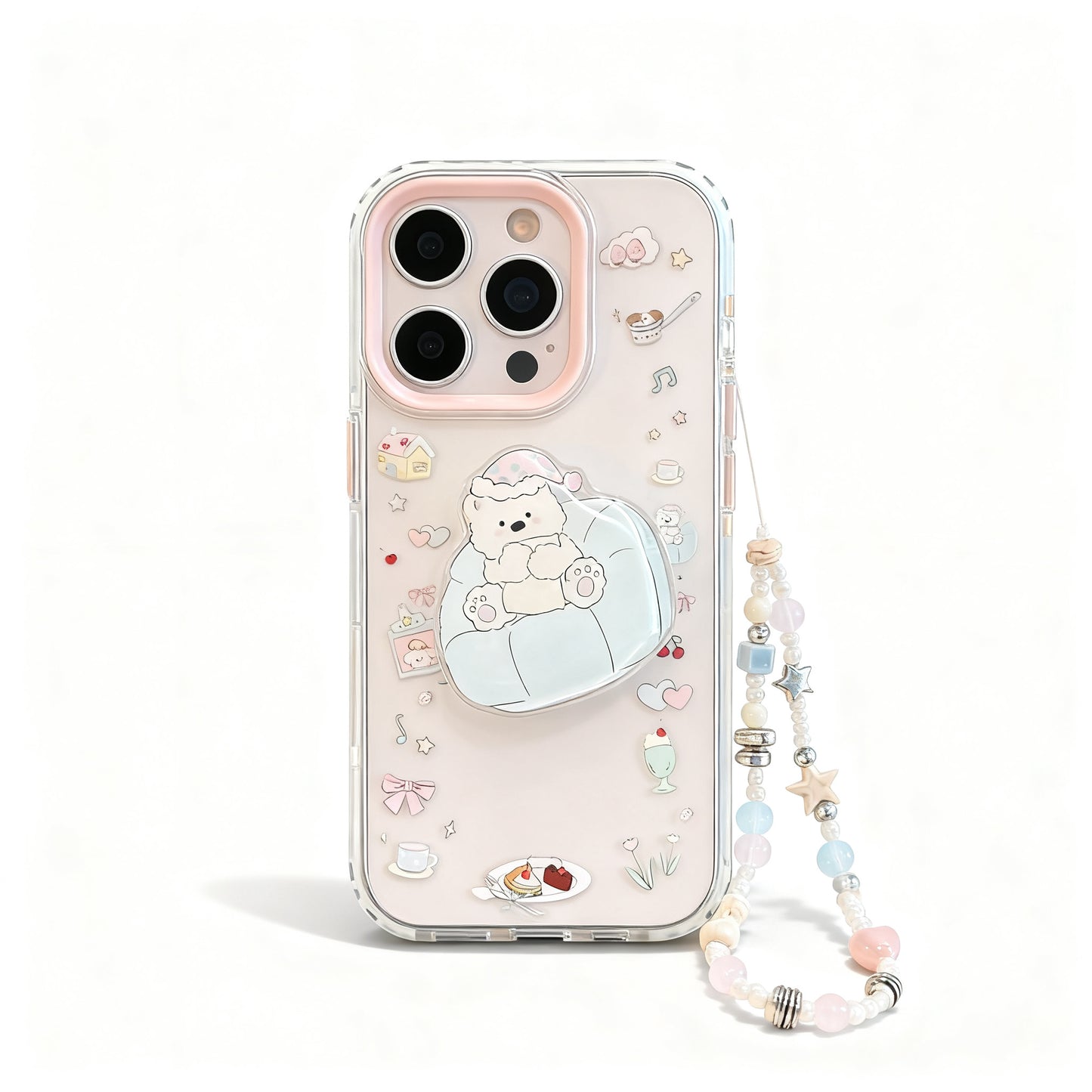 Cute Dog Sleeping Hat Transparent Phone Case for iPhone